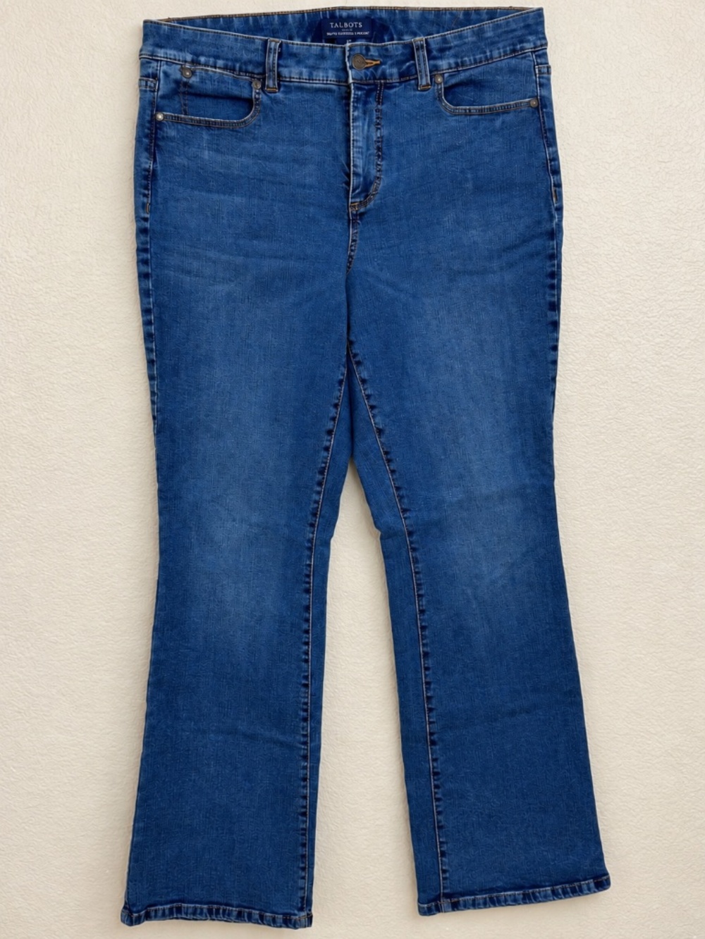 Talbots Simply Flattering Jeans Womens 12 Curvy Bootcut Medium Wash Stretch